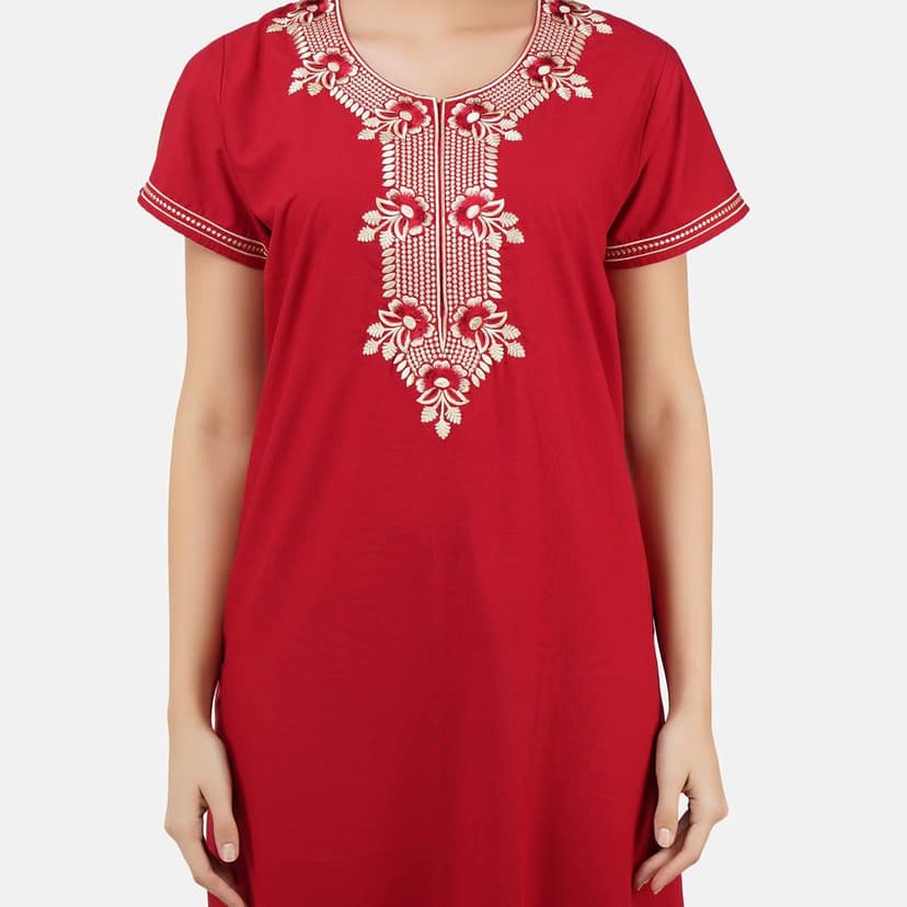 KOI SLEEPWEAR Premium Women Embroidery Night Gown Lizzybizzy Cotton Nighty Maxi view 5