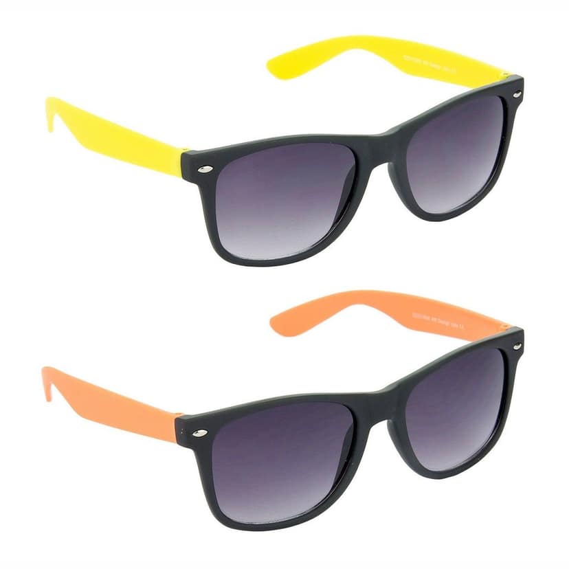 HRINKAR Men Women Boys & Girls Pilot Sunglasses Yellow & Brown Frame, Grey & Brown Lens (Medium) Pack of - 2