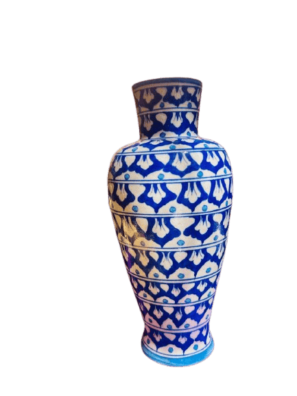 Blue and White Porcelain Bud Vase with Floral Pattern view 2