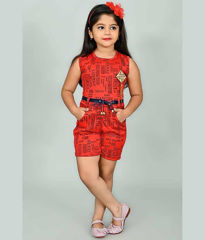 JCT DRESSES Girls Crepe Playsuit ( Pack of 1 , Navy Blue )