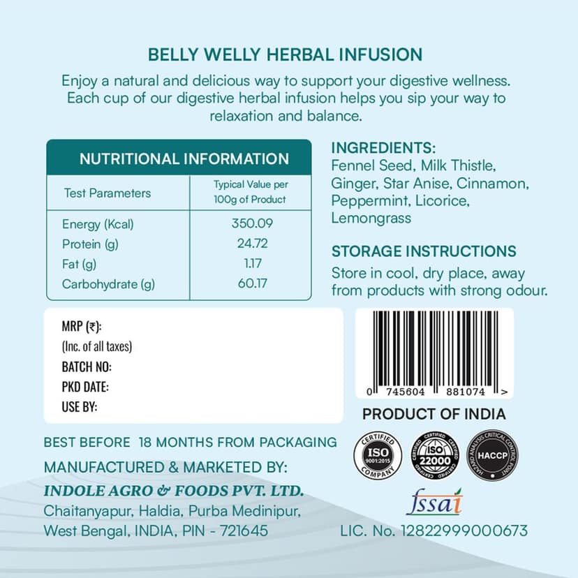 Belly Welly Herbal Infusion - 75gm Loose Leaf Slimming Tea (36 Cups) - Supports Digestive Health & a Slimmer Belly | Caffeine-Free Herbal Blend view 3