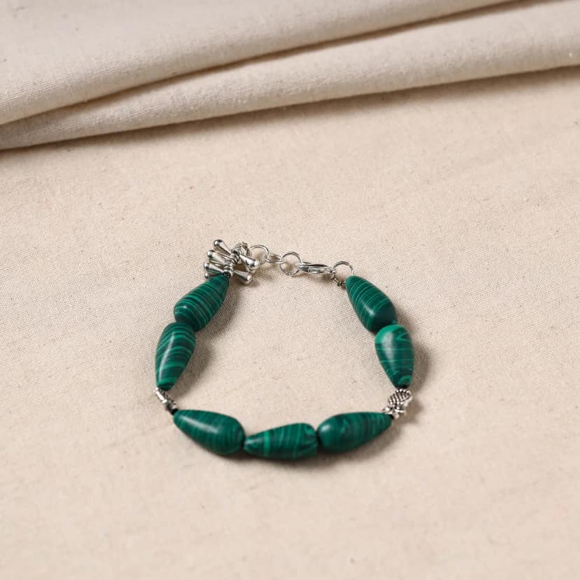 Green - Handmade German Silver Beaded Bracelet 09 view 3