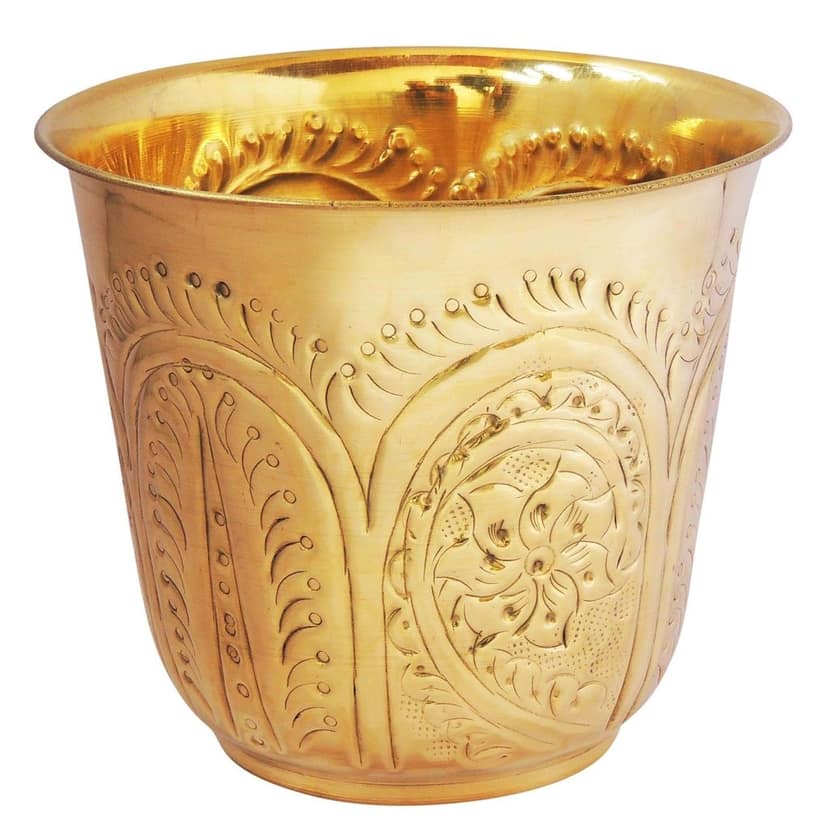 Brass Home Decorative Planter Gamla ? Pure Brass Pot, Height : 7.4 Inch (FMAS655 D) view 2