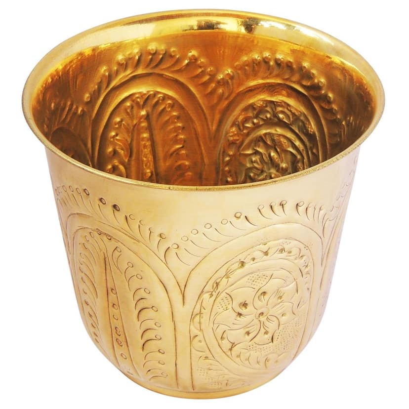 Brass Home Decorative Planter Gamla ? Pure Brass Pot, Height : 7.4 Inch (FMAS655 D) view 3