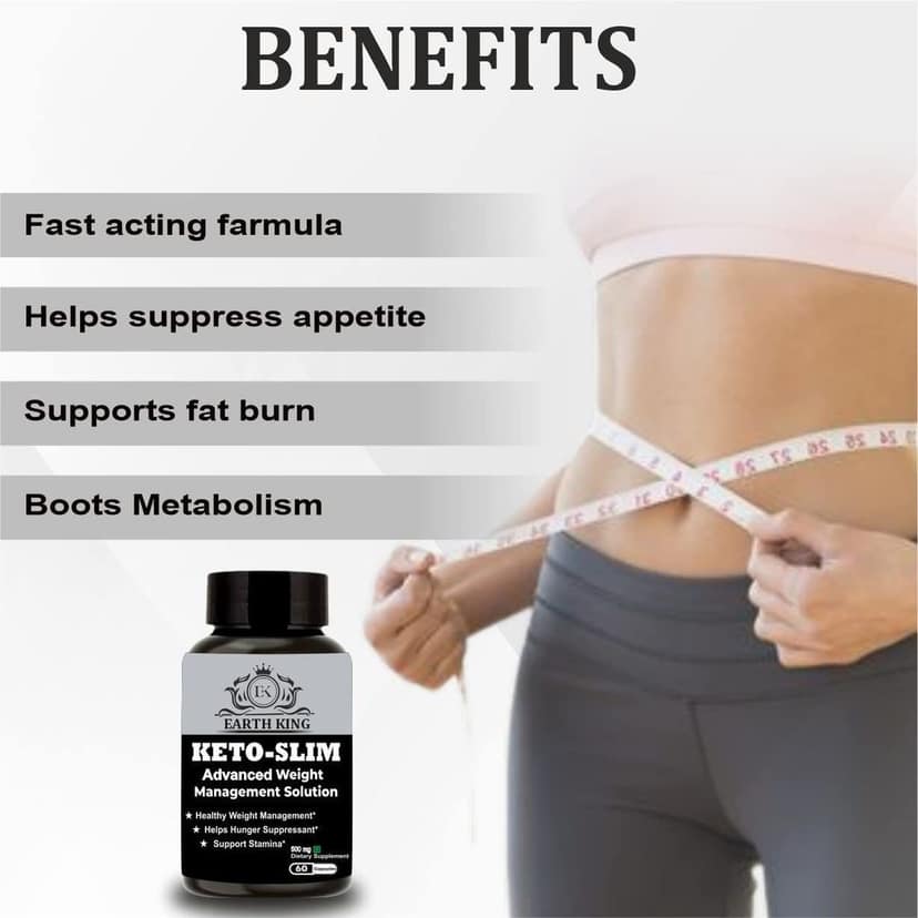 EARTH KING Keto Slim Advanced Weight Loss Supplement Supports Fat Loss & Appetite Suppressant for Men & Women � 500mg 60 Capsules (Pack of 2) view 2
