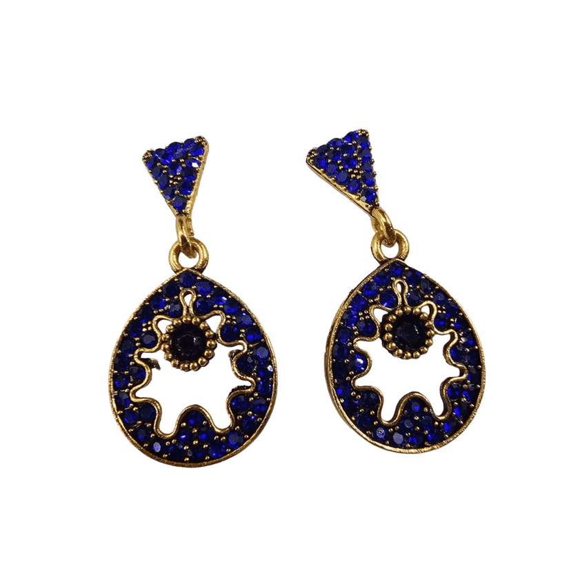 Royal Blue & Gold Statement Drop Earrings combo view 3