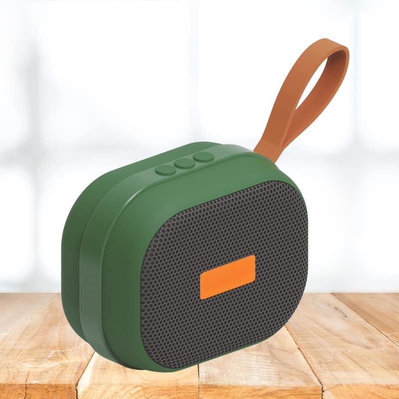 Stylish Portable Bluetooth Speaker with Carry Strap - Compact Design, Big Sound Color - Green