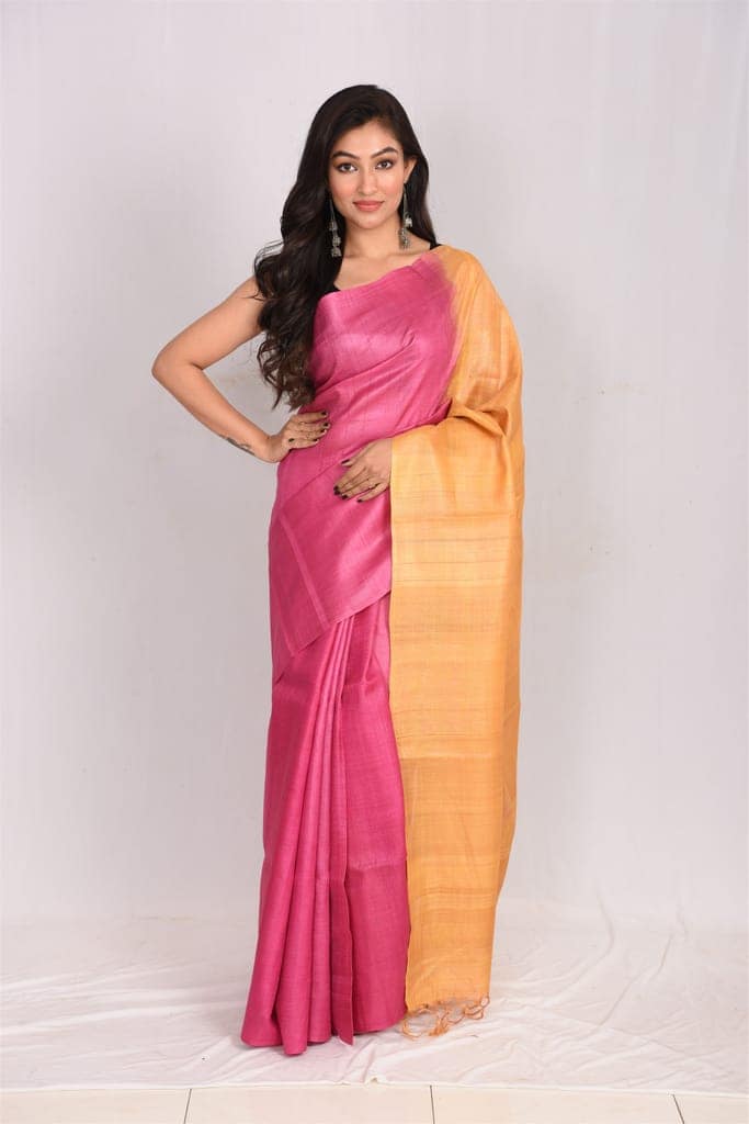 JHARCRAFT SILK SAREE REELED TASAR DOUBLE DYED(SA03088) view 2