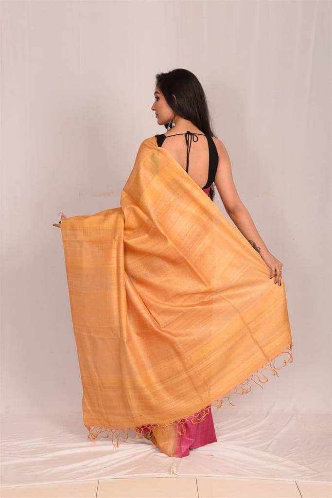 JHARCRAFT SILK SAREE REELED TASAR DOUBLE DYED(SA03088) view 7