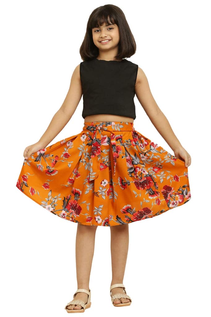 Tinkle Stylus Musted & Yellow Pair Skirt for Girls. view 2