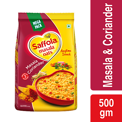 Saffola Oats - Tasty Evening Snack, Fibre Rich, Masala & Coriander, 500 g