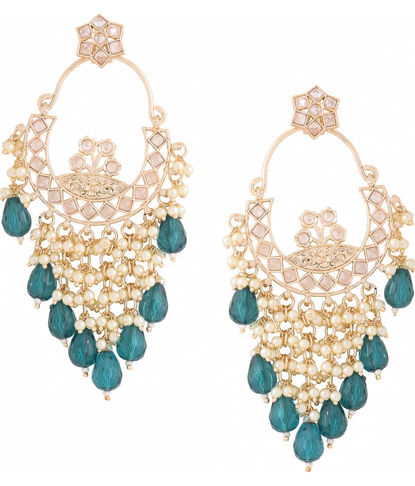 VIRAASI - Green Danglers Earrings ( Pack of 1 )