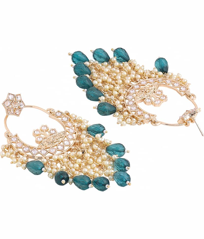 VIRAASI - Green Danglers Earrings ( Pack of 1 ) view 2
