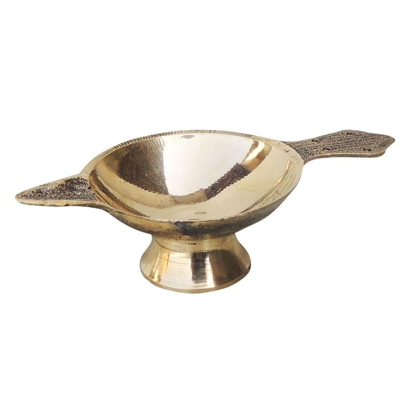Brass Table Decor Oil Lamp Deepak No. 2 - Medium Brass Deepak for Worship Use, Height : 1.2 Inch (FMAS626 C) view 3
