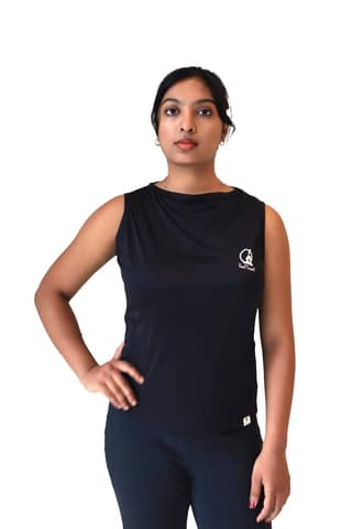 Yoni Mudra Women's Sleeveless Boat Neck Top Side Panel for Gym or Yoga