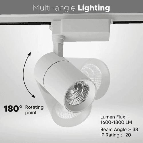 SPARKWORLD 30W LED Track Spot Light | Warm White Ceiling Focus Light with Adjustable Rotatable Head | Ideal for Home, Showrooms & Display Track Not Included view 2