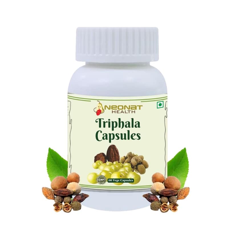 Neonat Health Triphala Capsules | Ayurvedic Blend of Amla, Haritaki & Bibhitaki | Supports Digestion, Immunity & Detox | Pure, Vegetarian, Gelatin-Free | 60 Capsules