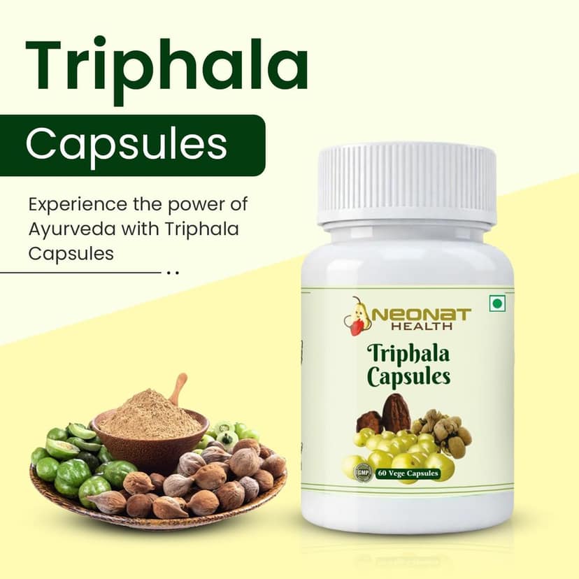 Neonat Health Triphala Capsules | Ayurvedic Blend of Amla, Haritaki & Bibhitaki | Supports Digestion, Immunity & Detox | Pure, Vegetarian, Gelatin-Free | 60 Capsules view 2