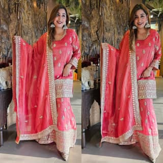 Pink Purple Yellow Salwar Kameez Readymade Pakistani Stitched New Indian Ready To Wear Wedding Suit