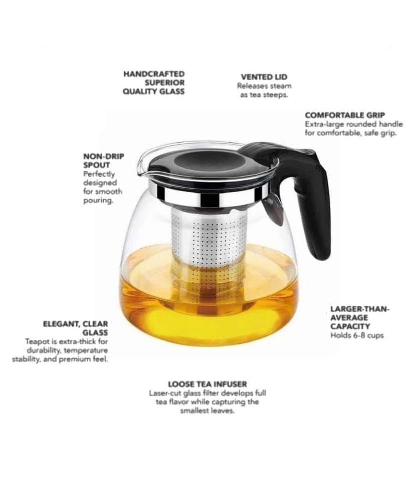 Glass teapot Kettle Teapot with Stainless Steel Infuser, Glass Teapot for Loose Leaf Tea, Blooming and Herbal Tea view 2