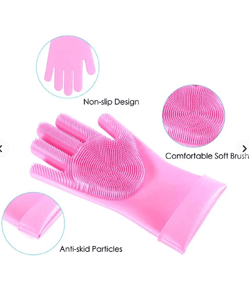 Qin Pin Multicolor Silicone Medium Cleaning Gloves ( Pack of 1 ) view 3