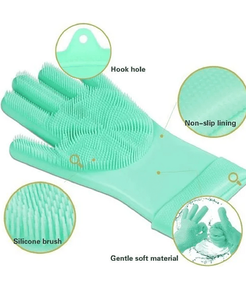 Qin Pin Multicolor Silicone Medium Cleaning Gloves ( Pack of 1 ) view 4