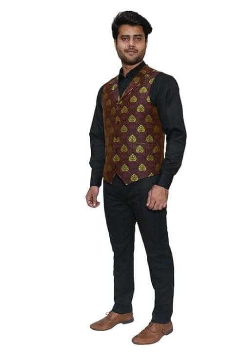 Adam In Style - Luxe Jacquard Nehru Vest Coat/Party/Engagement Wear/Polyester Fabric/Size XS To XXXL view 2