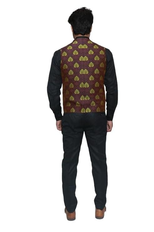 Adam In Style - Luxe Jacquard Nehru Vest Coat/Party/Engagement Wear/Polyester Fabric/Size XS To XXXL view 4