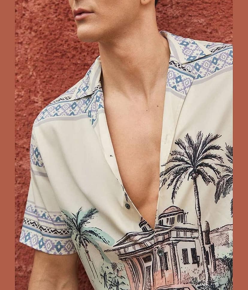 HARPITA Cotton Blend Regular Fit Printed Half Sleeves Men's Casual Shirt - Cream ( Pack of 1 )