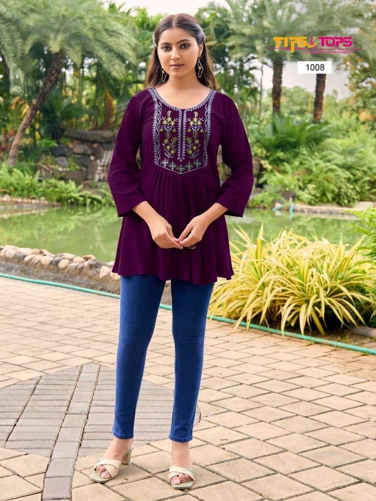 Rayon Wrinkle with Heavy Embroidery | 3/4th Sleeves