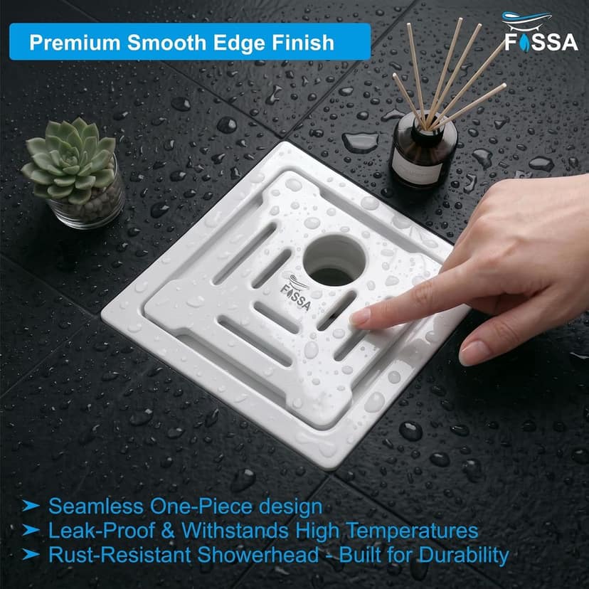 Areas 6x6 Inch Ceramic With Melamine Floor Drain – White (RW-216) view 3