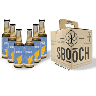 SBOOCH - Indian Sparkling Kombucha Tea | Rasam Flavor,All Natural | Gut Friendly | Antioxidant | Zero Preservatives | NO Artificial Flavors or Additives | Fermented Beverage Tea | 275ml (Pack Of 6)