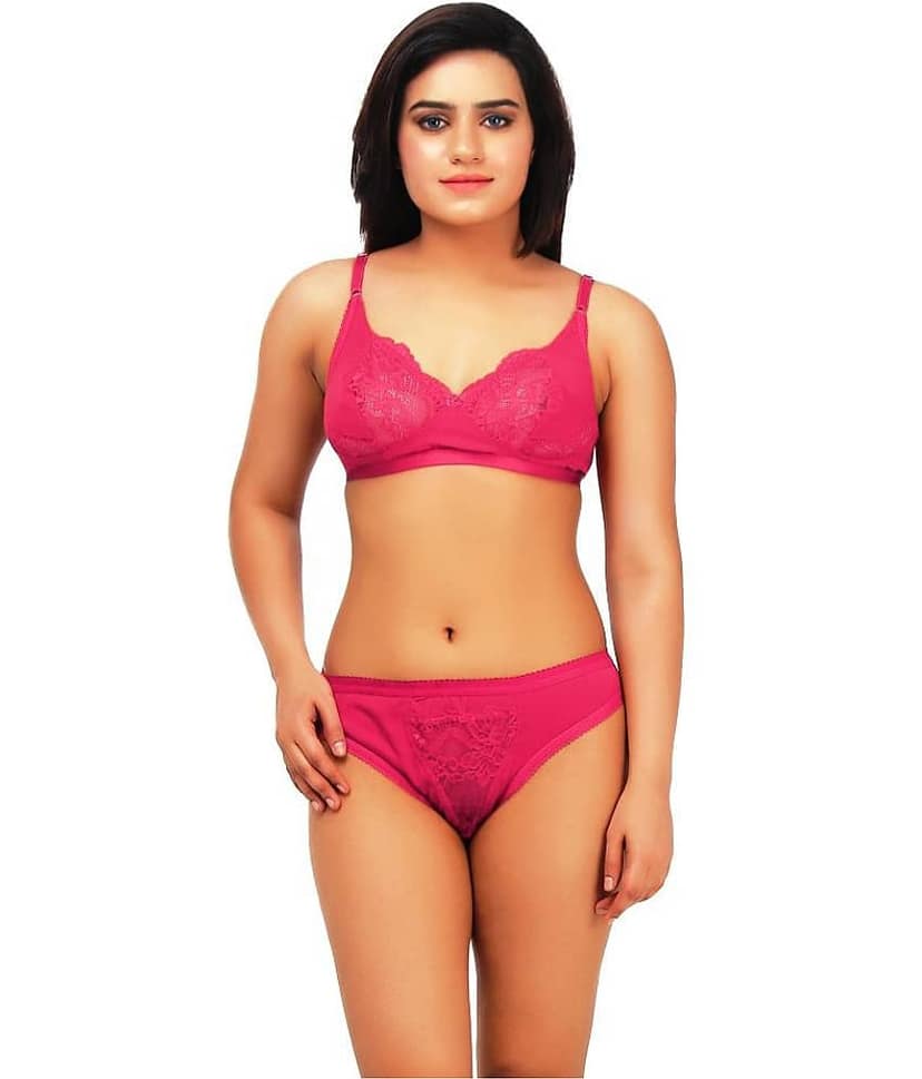 TCG Pink Cotton Lycra Bra & Panty Set view 2