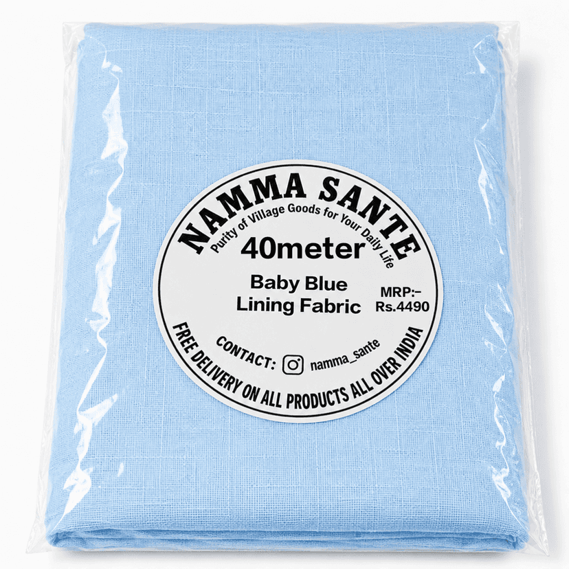 Blue Cotton Lining Fabric (Chhota Panna), Blue Cotton Lining Fibre (Chhota Panna), Blue Lining Cloth (Chhota Panna), Soft Blue Cotton Lining (Chhota Panna), Blue Garment Lining Fabric (Chhota Panna) view 2