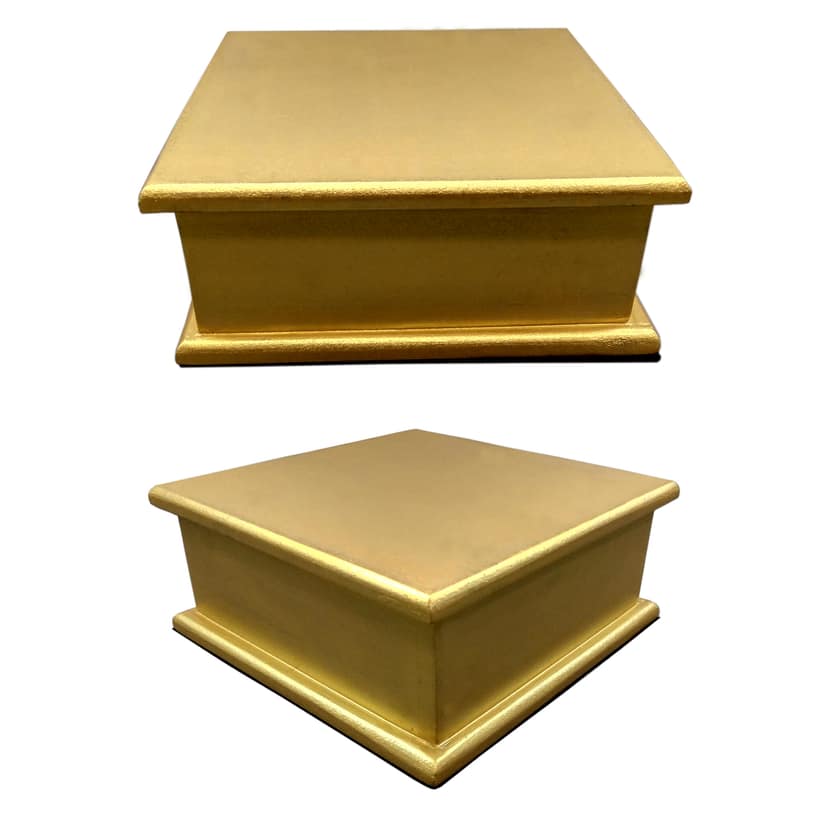 Pooja Chowki Statue Base Gold Color 6x6x2.5 view 2