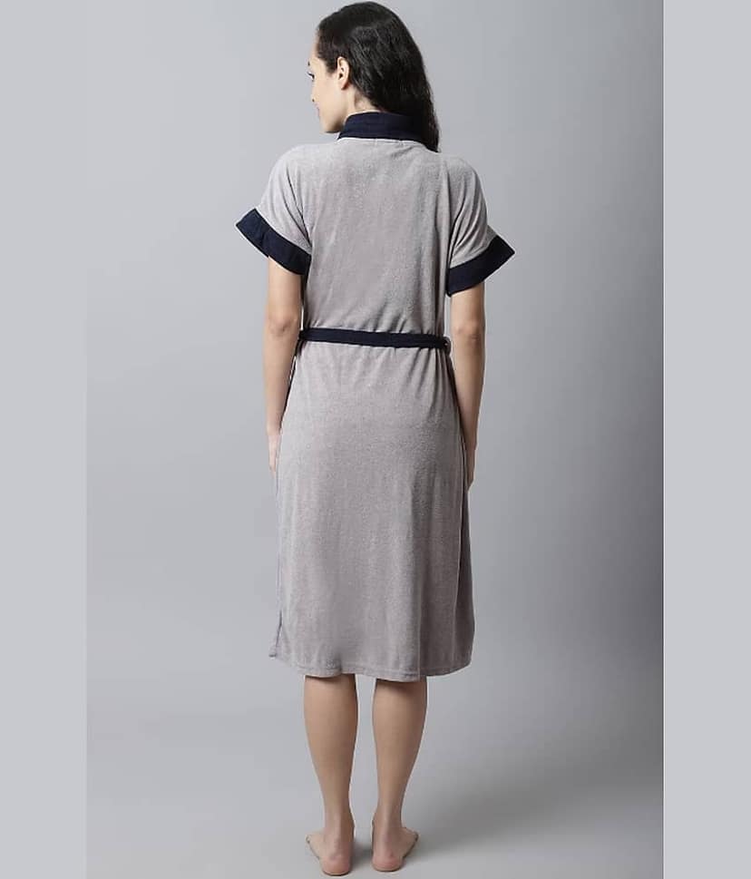 Poorak Grey Free Size Bathrobe ( Pack of 1 ) view 2