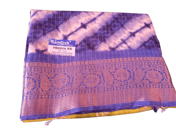 Yellow Pure Georgette Bandhani Saree With Blouse Piece 5.5 meters with combined blouse view 2