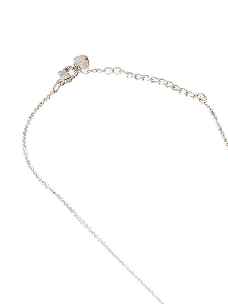 Anti-Tarnish Silver Plated AD Studded Delicate Dangling Evil Eye Necklace view 5