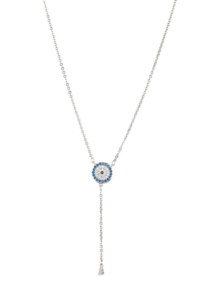 Anti-Tarnish Silver Plated AD Studded Delicate Dangling Evil Eye Necklace view 6