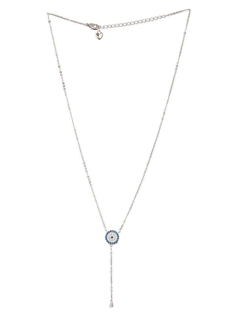 Anti-Tarnish Silver Plated AD Studded Delicate Dangling Evil Eye Necklace view 7
