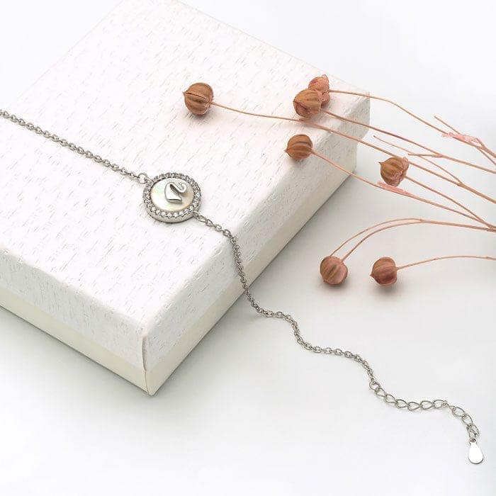 Silver Dainty Swan Bracelet (MOP) view 3