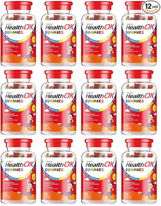 Health Ok Mankind Gummies Multivitamin and Multimineral for Kids Supports Normal Growth Healthy Immune system and Brain Function for 7 -17-year-old Bottle of 30 Gummies xPack of 12