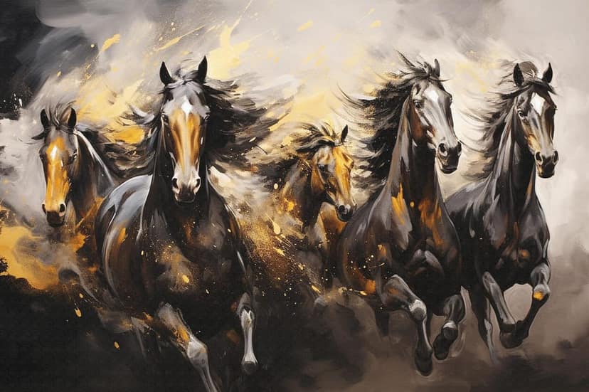 WILD HORSES CANVAS PRINT 24in X 16in WITH BLACK FRAME view 2