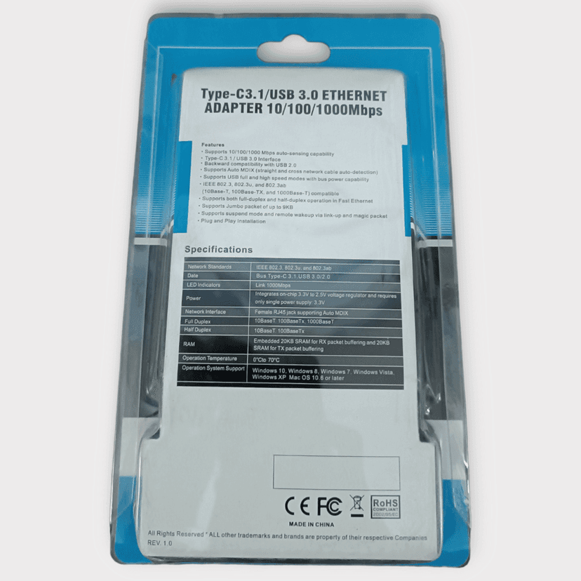 USB 3.0 to Lan /Gigabit Ethernet Adapter - Blazing-Fast 10/100/1000 Mbps Wired Network Connection view 3