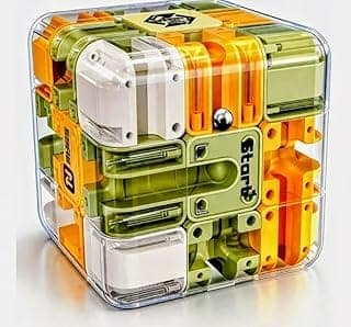 3D Maze Puzzle Cube with Metal Ball Inside - Transparent Handheld Marble Run Brain Teaser Game for Kids & Adults|Focus Skill Development Educational Toy and Stress Relief Challenge