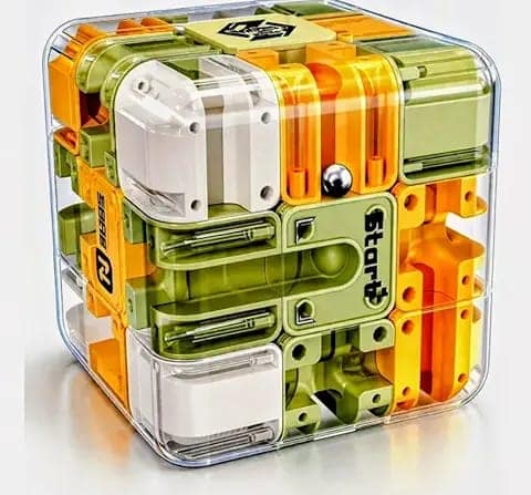 3D Maze Puzzle Cube with Metal Ball Inside - Transparent Handheld Marble Run Brain Teaser Game for Kids & Adults|Focus Skill Development Educational Toy and Stress Relief Challenge view 2