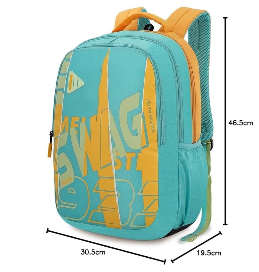 Fizz Style 06 | 31L Backpack | School Bag | 3 Compartments | School & College Backpack for Men and Women | Large Volume Design | Light Blue | 1 Year Global Warranty view 2