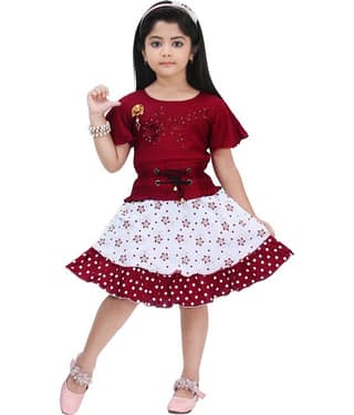 New Collection Rayon Frock For Girls ( Pack of 1 , Maroon )
