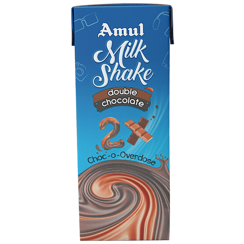 Amul Milkshake - Double Chocolate Flavour, 180 Ml Tetra Pak