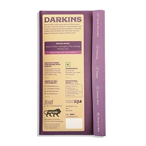 DARKINS 70% Dark Chocolate Single Origin | 55% Chocolate Single Origin | Free 35 GM Blueberry | Dark Cacao | Vegan | Gluten-Free | Unrefined Cane Sugar | Natural Chocolate | Pack of 2 view 3
